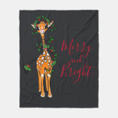 Festive kerstGiraffe, rode groene garland Fleece Deken (Voorkant)