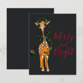 Festive kerstGiraffe, rode groene garland Notitiekaartje (Voorkant / Achterkant)
