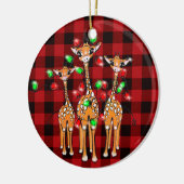 Festive-kerstgiraffen, rode zwarte vlecht keramisch ornament (Links)