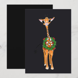 Festive kerstGiraffes met Holly Wreator Feestdagenkaart