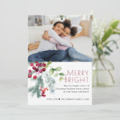 Festive kerstgrenery-foto feestdagenkaart (Staand voorkant)