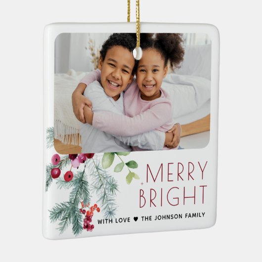 Festive kerstgrenery-foto keramisch ornament (Rechts)