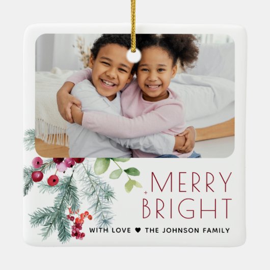Festive kerstgrenery-foto keramisch ornament (Achterkant)