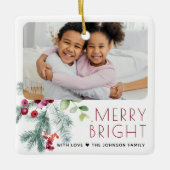 Festive kerstgrenery-foto keramisch ornament (Voorkant)