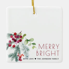 Festive kerstgrenery-foto keramisch ornament