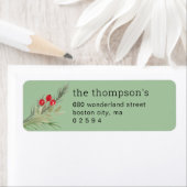 Festive kerstgroen fotoadres etiket (Insitu)