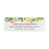 Festive kerstgry Berries Return Address Etiket (Voorkant)