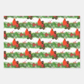 Festive kerstkardinaal met Holiday Greenery Inpakpapier Vel (Voorkant)