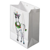 Festive kerstkleurige Unicorn tekening Medium Cadeauzakje (Voorkant Gekanteld)