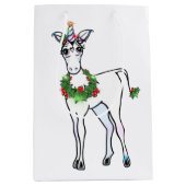 Festive kerstkleurige Unicorn tekening Medium Cadeauzakje (Voorkant)