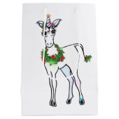 Festive kerstkleurige Unicorn tekening Medium Cadeauzakje (Achterkant)