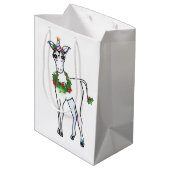 Festive kerstkleurige Unicorn tekening Medium Cadeauzakje (Achterkant Gekanteld)