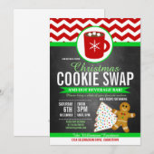 Festive kerstkoekje Swap Party nodigt uit Kaart (Voorkant / Achterkant)