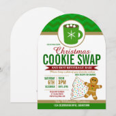 Festive kerstkoekje Swap Party nodigt uit Kaart (Voorkant / Achterkant)