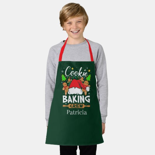 Festive kerstkoekjes bakbemanning kinder unisex schort (Gedragen)