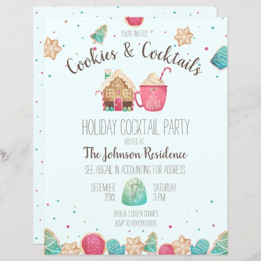 Festive kerstkoekjes Cocktail Party Flyer (Voorkant / Achterkant)