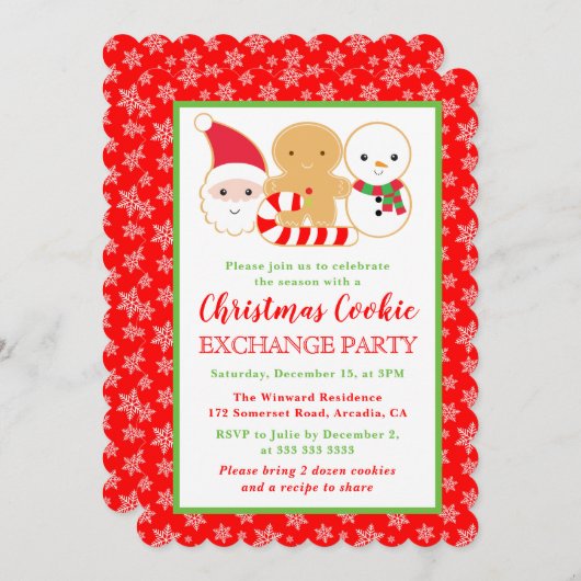 Festive kerstkoekjes Exchange Party Kaart (Voorkant / Achterkant)