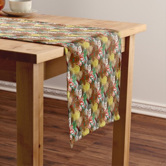 Festive kerstkoekjes Pattern Table Runner Korte Tafelloper (Voorbeeld)