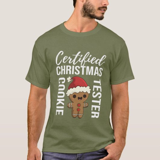 Festive kerstkoekjes tester word art t-shirt (Voorkant)