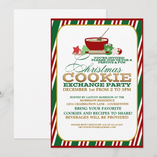 Festive kerstkoekjesuitwisseling Uitnodiging (Voorkant / Achterkant)