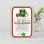 Festive kerstkoekjesuitwisseling Uitnodiging (Staand voorkant)