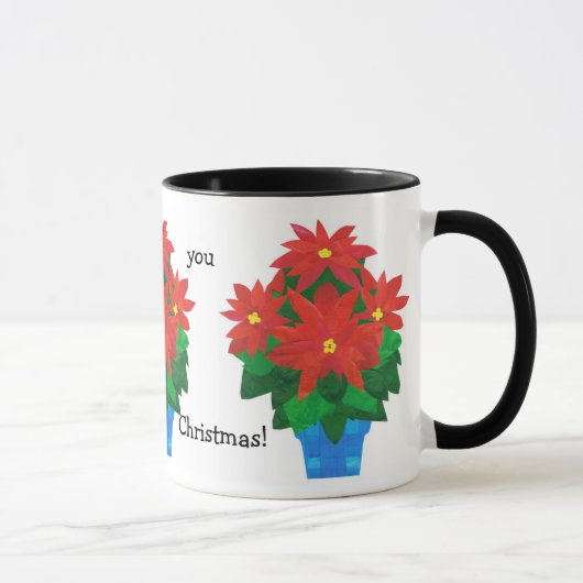 Festive kerstkoffie-Mok, Poinsettias Mok (Rechts)