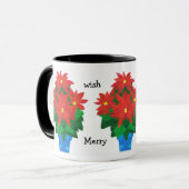 Festive kerstkoffie-Mok, Poinsettias Mok (Voorkant links)