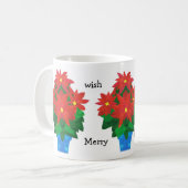 Festive kerstkoffie-Mok, Poinsettias Mok (Voorkant links)