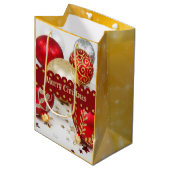 Festive kerstkroezen, vrolijk kerstfeest medium cadeauzakje (Voorkant Gekanteld)