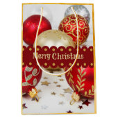 Festive kerstkroezen, vrolijk kerstfeest medium cadeauzakje (Voorkant)