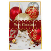 Festive kerstkroezen, vrolijk kerstfeest medium cadeauzakje (Achterkant)