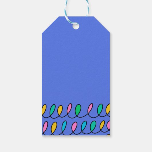Festive kerstlampjes Blue Pattern Gift Label Cadeaulabel (Achterkant)