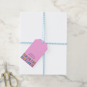 Festive kerstlampjes Roze Patroon Gift Label Cadeaulabel (Met Touw)
