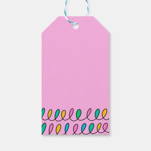 Festive kerstlampjes Roze Patroon Gift Label Cadeaulabel (Achterkant)