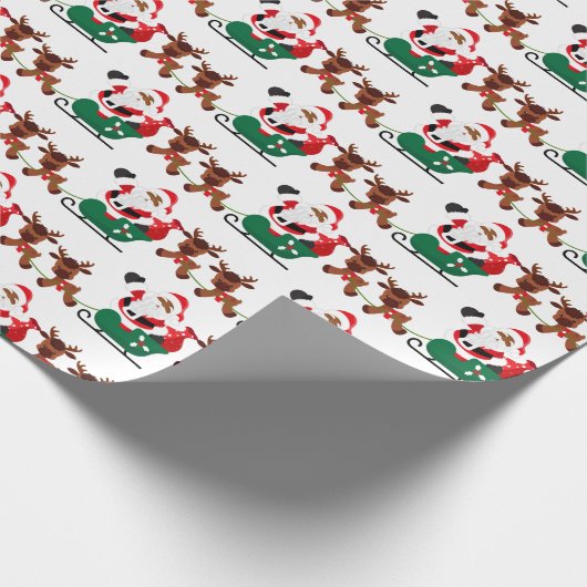 Festive kerstman-Amerikaanse kerstman Cadeaupapier (Hoek)