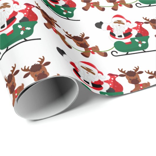 Festive kerstman-Amerikaanse kerstman Cadeaupapier (Rol Hoek)