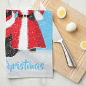 Festive kerstman-Amerikaanse kerstman — naam toevo Theedoek (Quarter Fold)