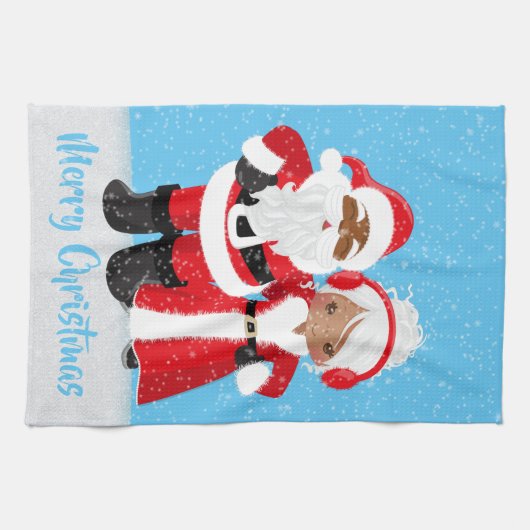 Festive kerstman-Amerikaanse kerstman — naam toevo Theedoek (Horizontaal)