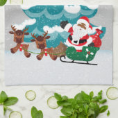 Festive kerstman-Amerikaanse kerstman Theedoek (Gevouwen)