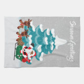 Festive kerstman-Amerikaanse kerstman Theedoek (Horizontaal)