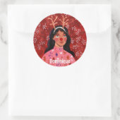 Festive kerstman-gepersonaliseerde naampakket ronde sticker (Tas)