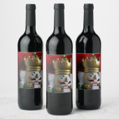 Festive kerstman nutcracker-vakantiekaart wijn etiket (Flessen)