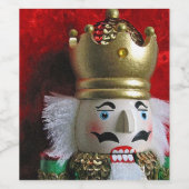 Festive kerstman nutcracker-vakantiekaart wijn etiket (Enkel label)