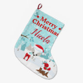 Festive Kerstmis Arctic Fox & Winter Scene Grote Kerstsok (Voorkant (Hangend))