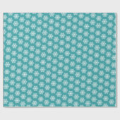 Festive Kerstmis Blauwgroen Turquoise White Snowfl Cadeaupapier (Vlak)