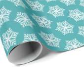 Festive Kerstmis Blauwgroen Turquoise White Snowfl Cadeaupapier (Rol Hoek)