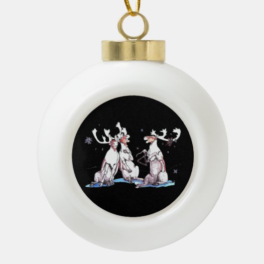 Festive Kerstmis, Carriou Wildlife Keramische Bal Ornament (Voorkant)