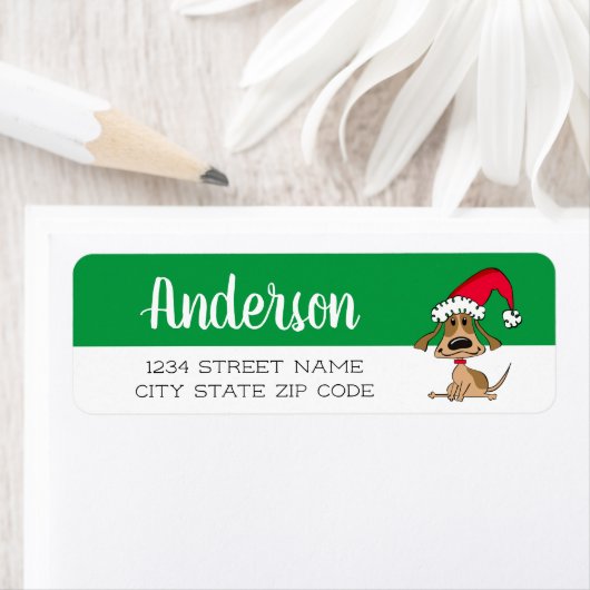 Festive Kerstmis Dog Return Address Label (Insitu)