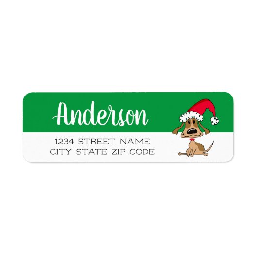Festive Kerstmis Dog Return Address Label (Voorkant)
