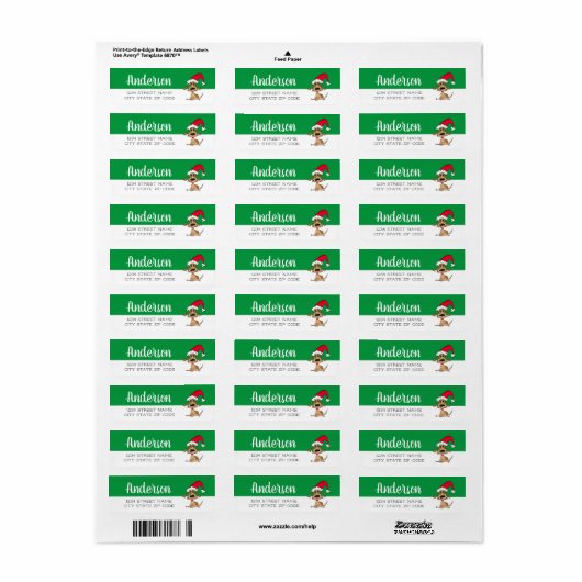 Festive Kerstmis Dog Return Address Label (Full Sheet)